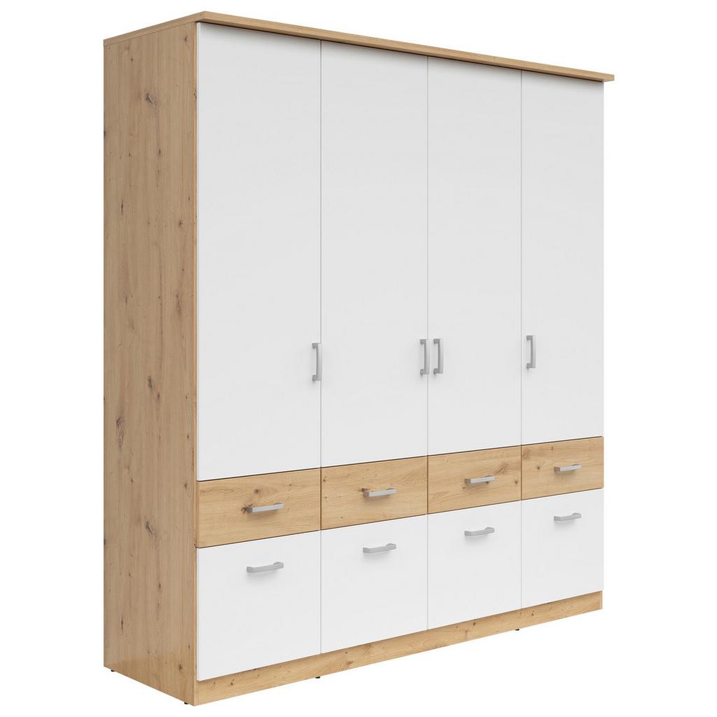 Kleiderschrank mit Laden B: 181 cm Brando Weiß/Eiche Dekor