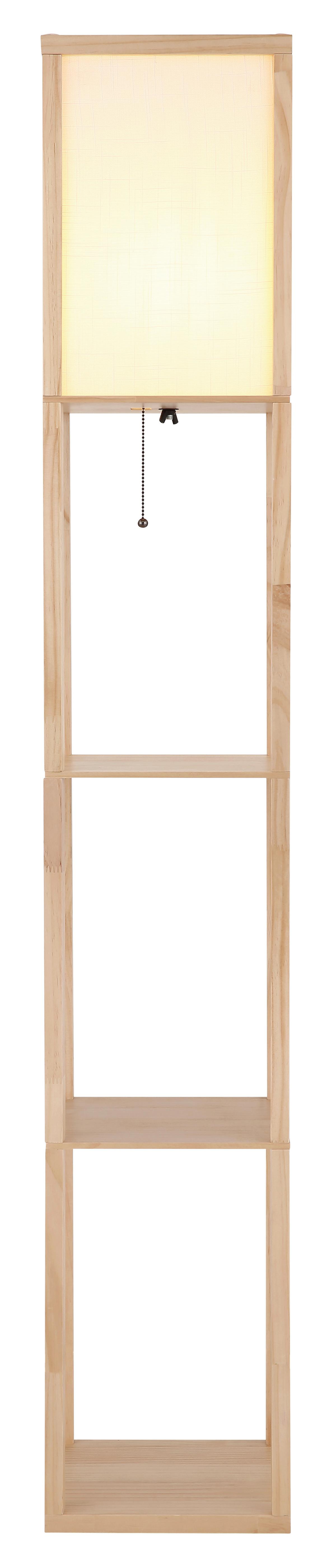STEHLEUCHTE Exkl. 1xE27, 60W - Hellbraun/Weiß, Natur, Holz/Textil (26/26/159cm) - Globo