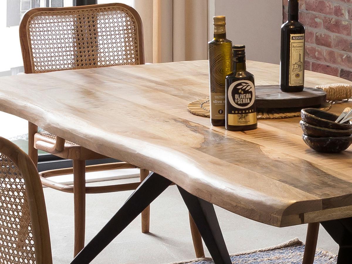 ESSTISCH Schwarz/Naturfarben L: 160cm - Schwarz/Naturfarben, MODERN, Holz/Metall (160/90/78cm) - MID.YOU