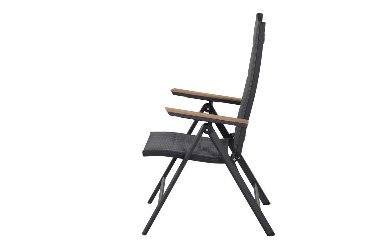 Gartensessel Klappbar Aluminium, Kunststoff - Anthrazit, KONVENTIONELL, Holz/Kunststoff (59/110/68cm) - Siena Garden