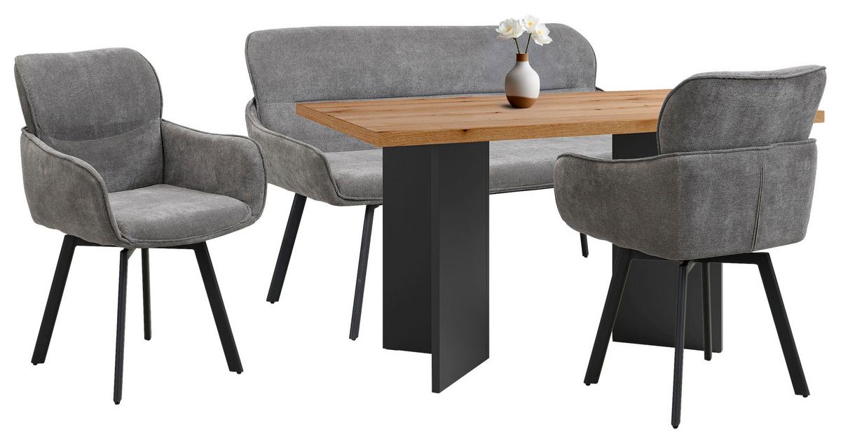Sitzbank Rico - Dunkelgrau/Schwarz, MODERN, Textil/Metall (140/90/62cm) - MID.YOU