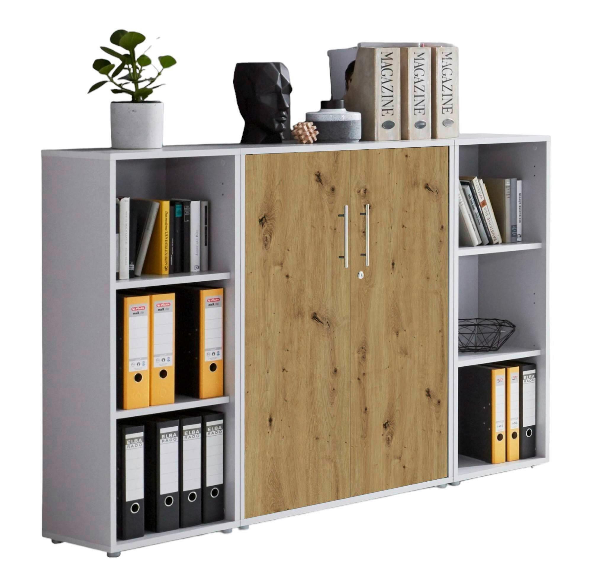 AKTENSCHRANK OFFICE EDITION - SW SET 2 - Hellgrau/Eiche Artisan, MODERN, Holzwerkstoff (172,6/113,6/33cm) - MID.YOU