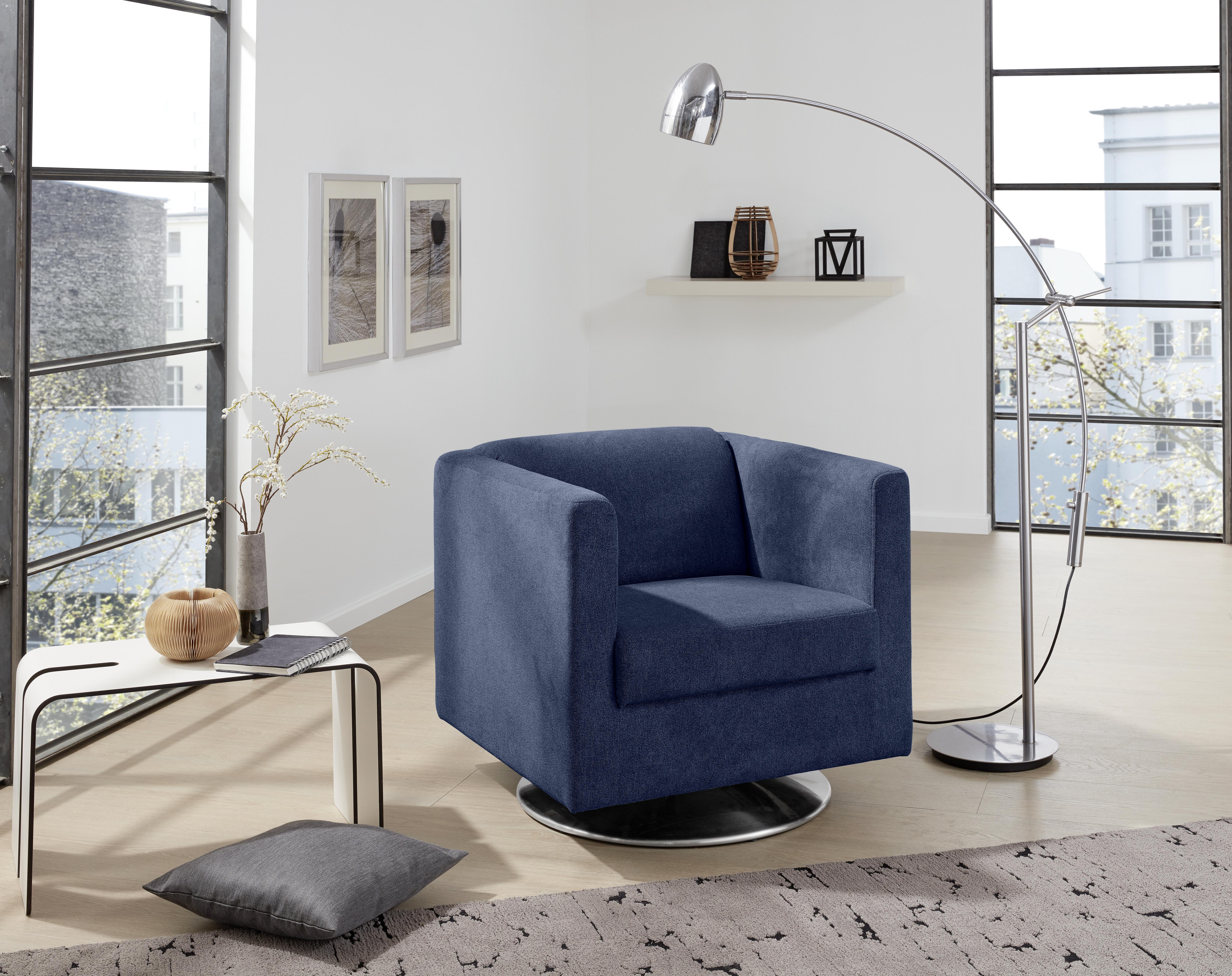 Designsessel Looks I - Chromfarben/Dunkelblau, Design, Textil (72/71/75cm) - LOOKS by W.Joop