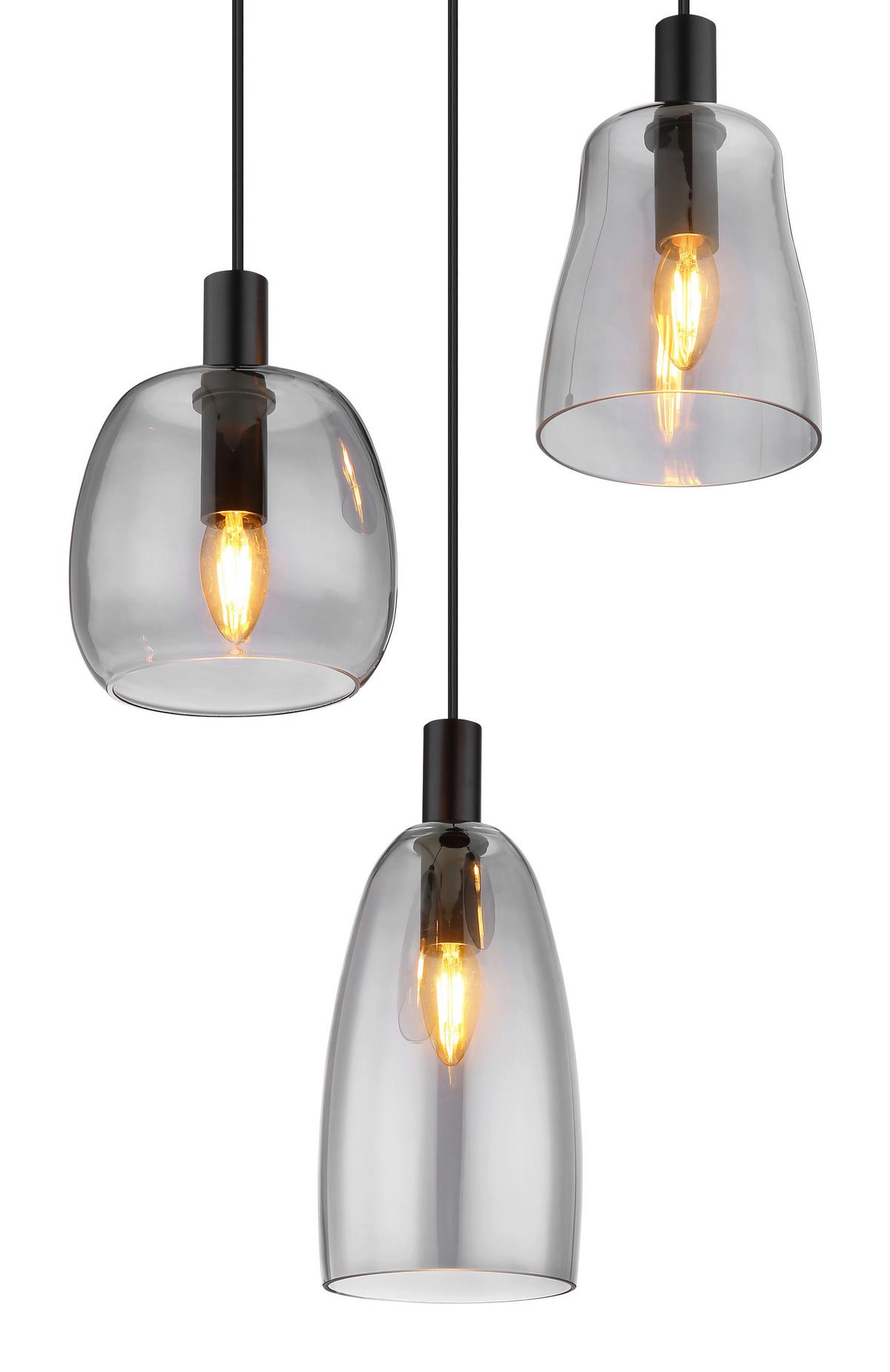 Hängeleuchte 15789-3hb - Schwarz, Design, Glas/Metall (43/150cm) - Globo