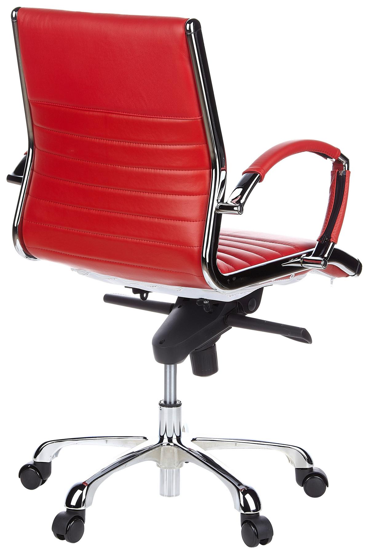 Bürostuhl Parma Mit Wippfunktion Rot Bis 110 Kg - Chromfarben/Rot, MODERN, Leder/Kunststoff (60/111/50cm) - MID.YOU