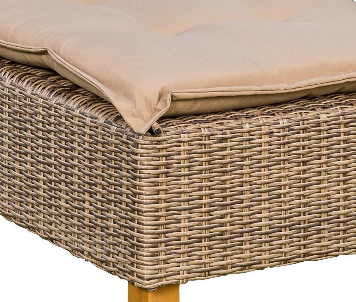 Sonnenliege Toskana Holz/ Kunststoff/Textil mit Auflage - Akaziefarben/Cappuccino, KONVENTIONELL, Holz/Kunststoff (80/34/86/200cm) - Gardenson