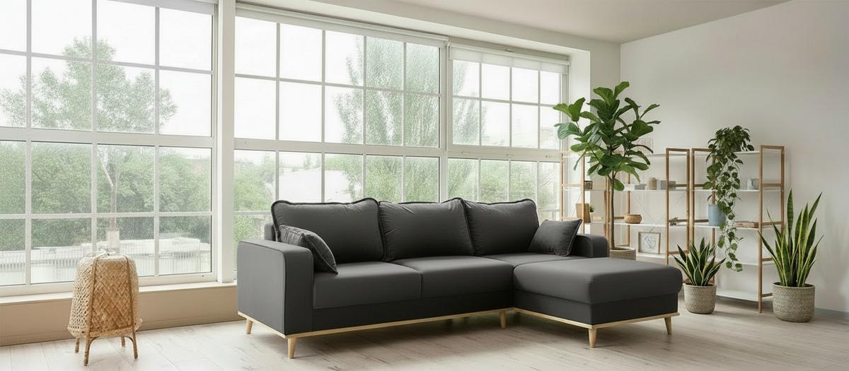 Ecksofa Beata Dunkelgrau S: 230x150 cm - Wengefarben/Dunkelgrau, Design, Textil (230/150cm) - Livetastic