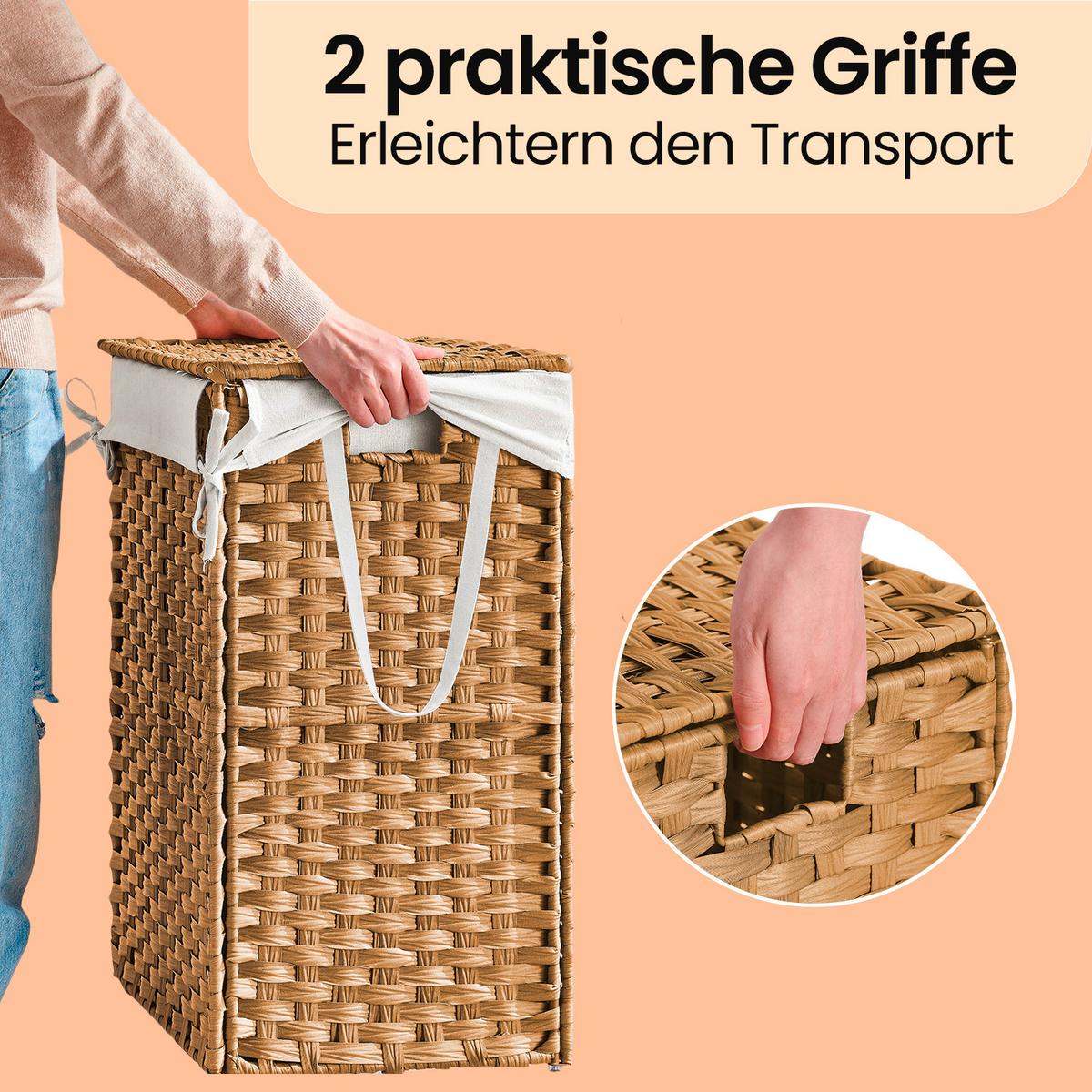 Wäschekorb Naturfarben B: 46 Cm - Naturfarben, Basics, Kunststoff/Textil (46/61/33cm)