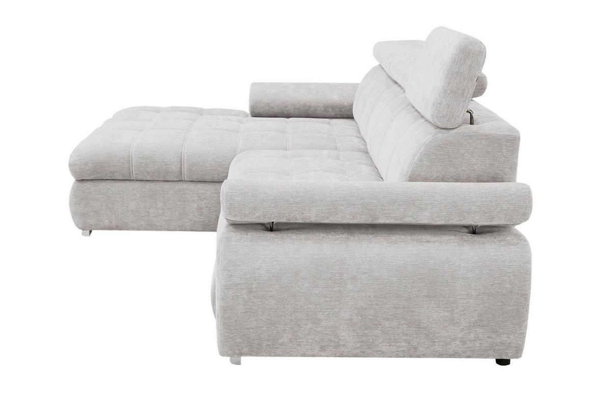 Rohová sedačka VEGAS, levá, světle šedá žinylka - barvy stříbra/světle šedá, Design, dřevo/textil (173/294cm)