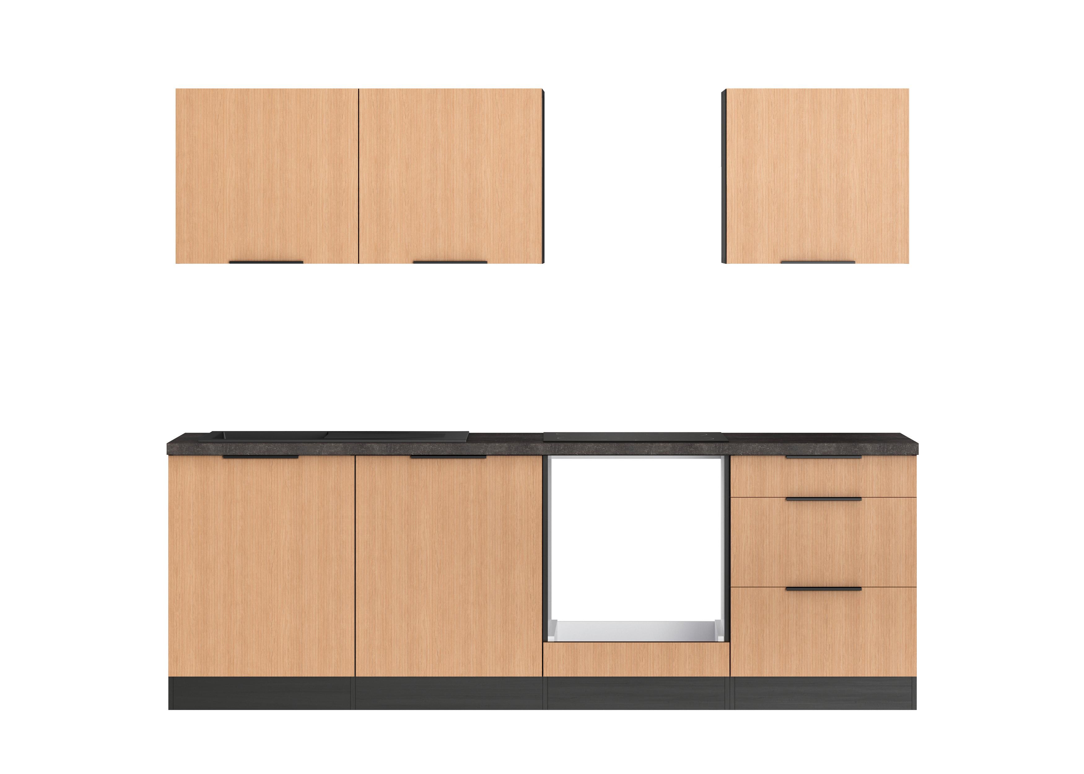 Küchenleerblock Glasgow Eichefarben /graphit B: 240 Cm - Eichefarben/Graphitfarben, LIFESTYLE, Holzwerkstoff (240cm) - Held