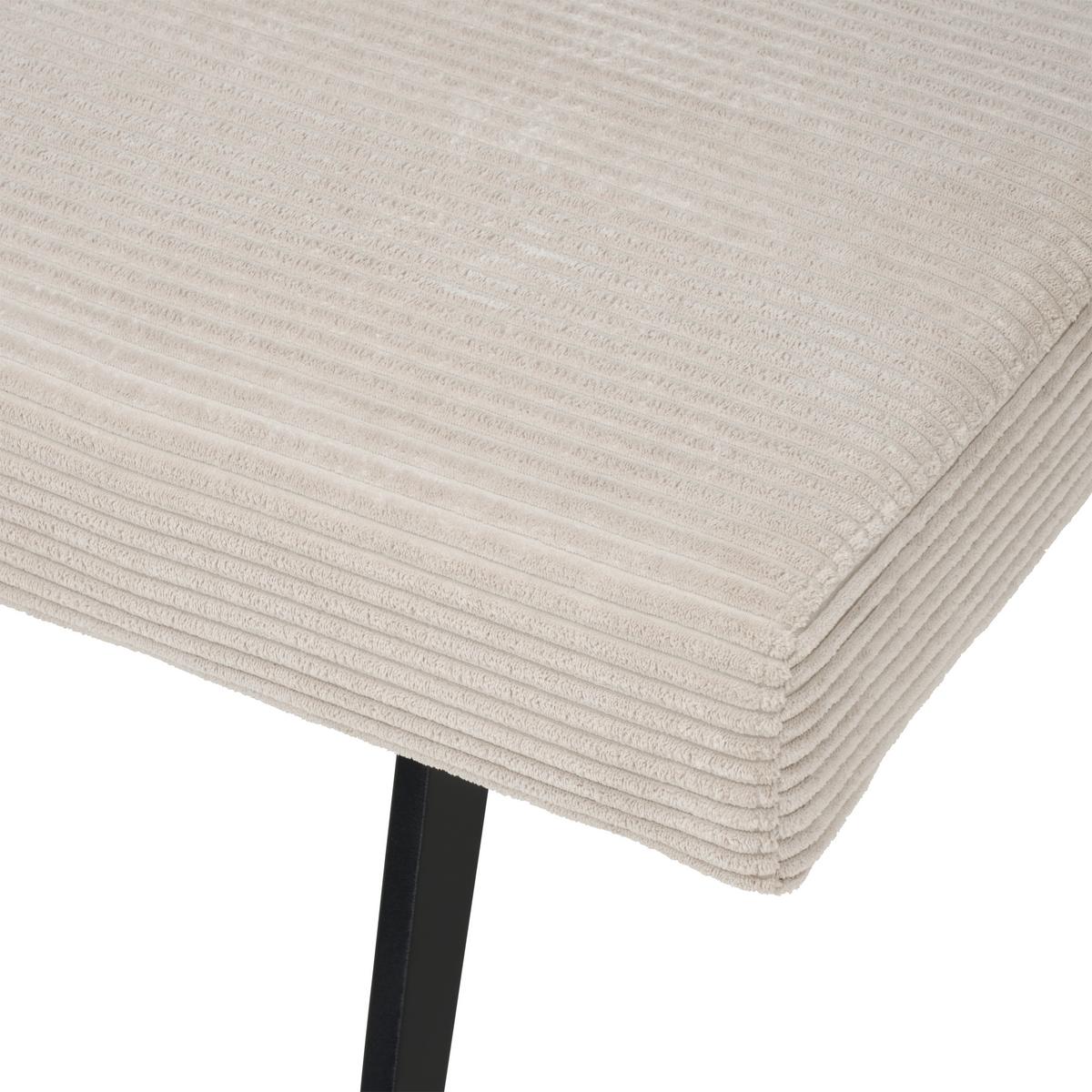Sitzbank Chios Ohne Lehne Cord Beige, B: 140 Cm - Beige/Schwarz, KONVENTIONELL, Textil/Metall (140/49/47cm) - MID.YOU