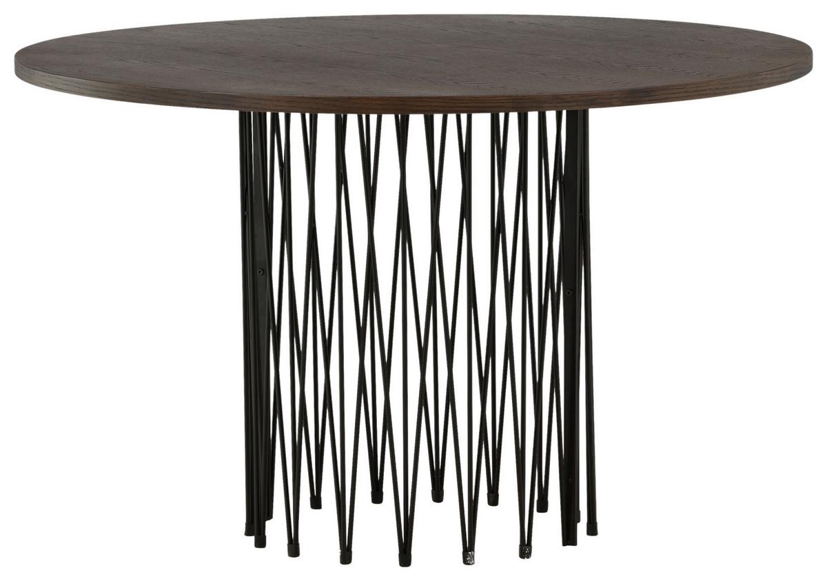 Esstisch Stone - Dunkelbraun/Schwarz, Design, Holzwerkstoff/Metall (120/120/74cm) - Livetastic