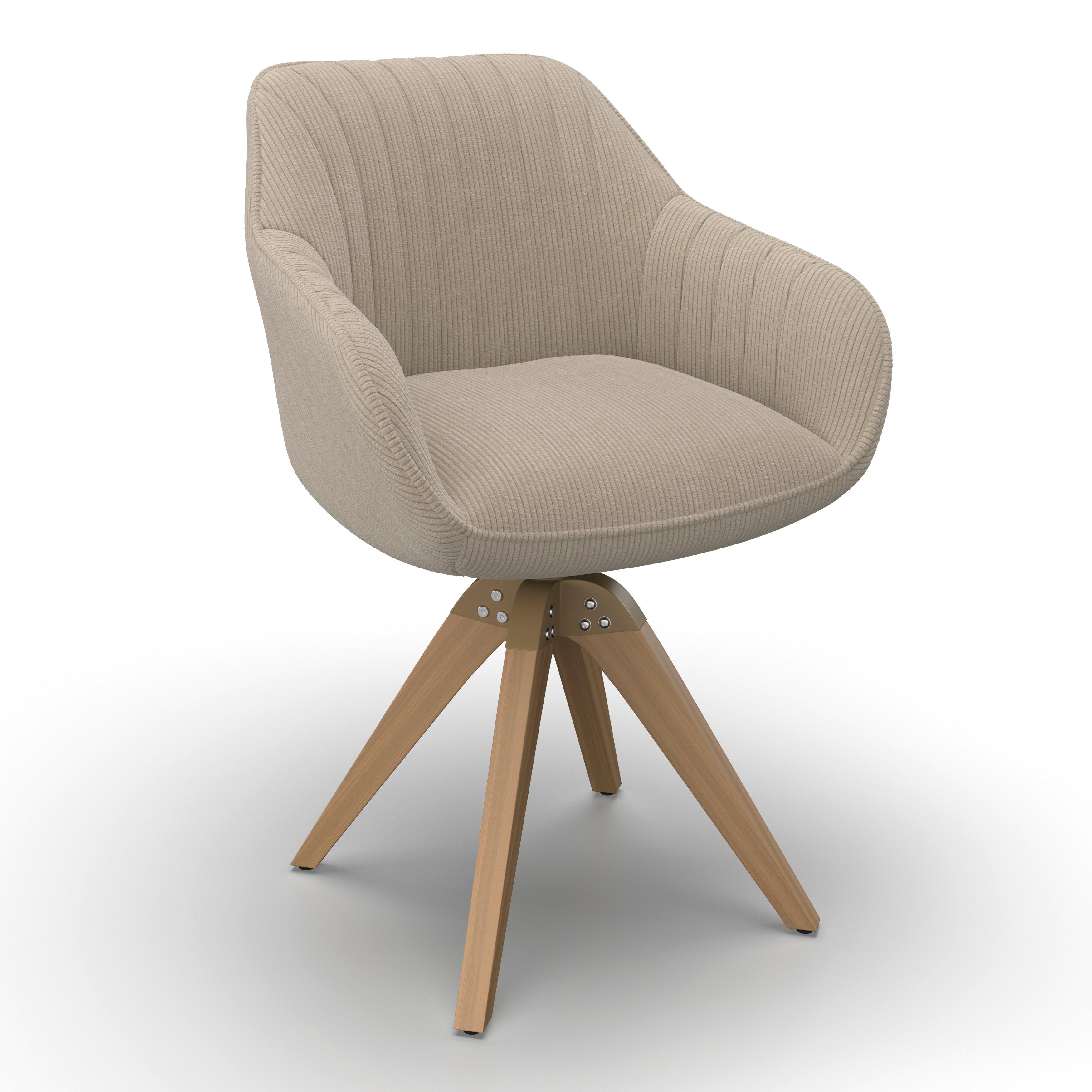 Židle s područkami SALLY, béžová - barvy buku/béžová, Moderní, dřevo/textil (61/84/58cm) - Bessagi Home