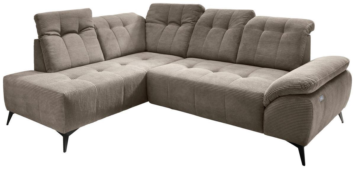 Ecksofa Fiore, Graubraun S: 200x272 cm - Graubraun/Schwarz, MODERN, Textil (200/272cm) - Livetastic