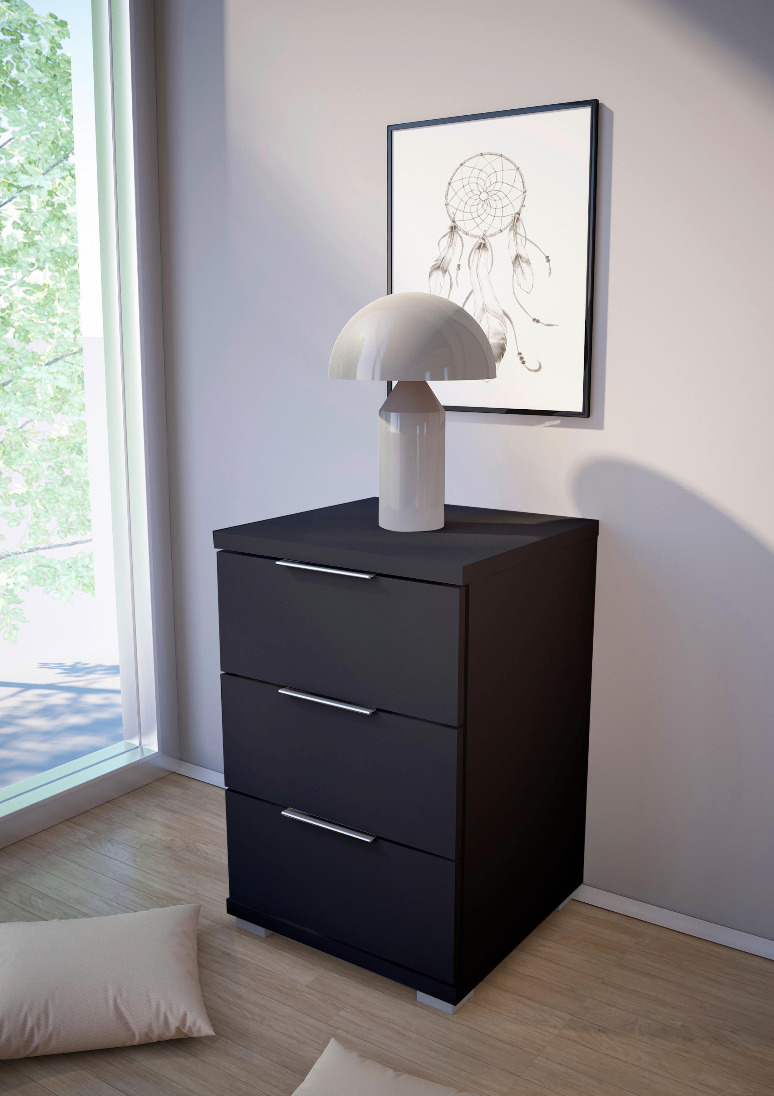 Nachtkästchen Schwarz H: 61 Cm - Silberfarben, Basics (46/61cm) - P & B