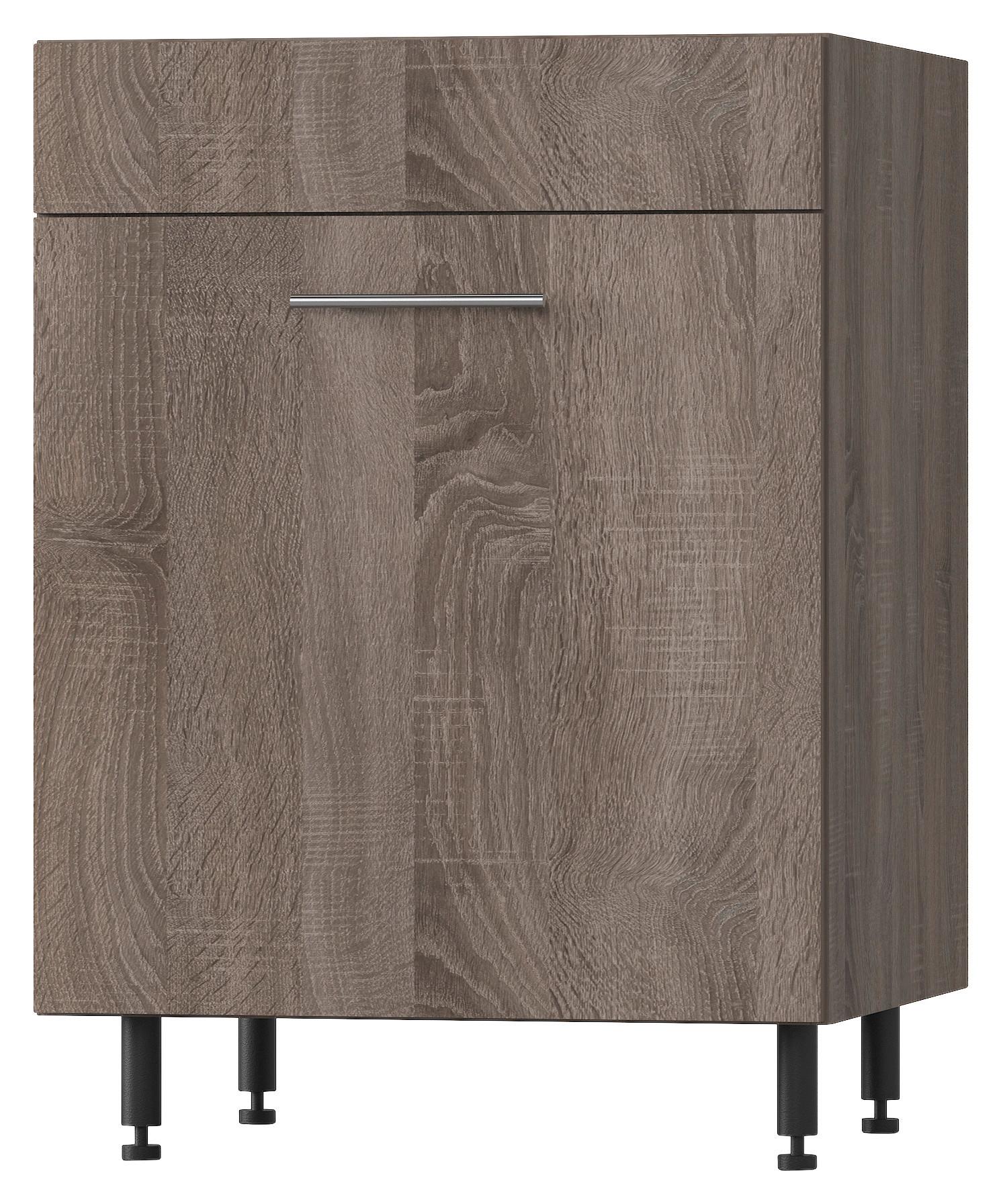 Mosogató Alsószekrény Corina 2 - tölgyfa, Modern, műanyag/faalapú anyag (60/82,4/58cm)