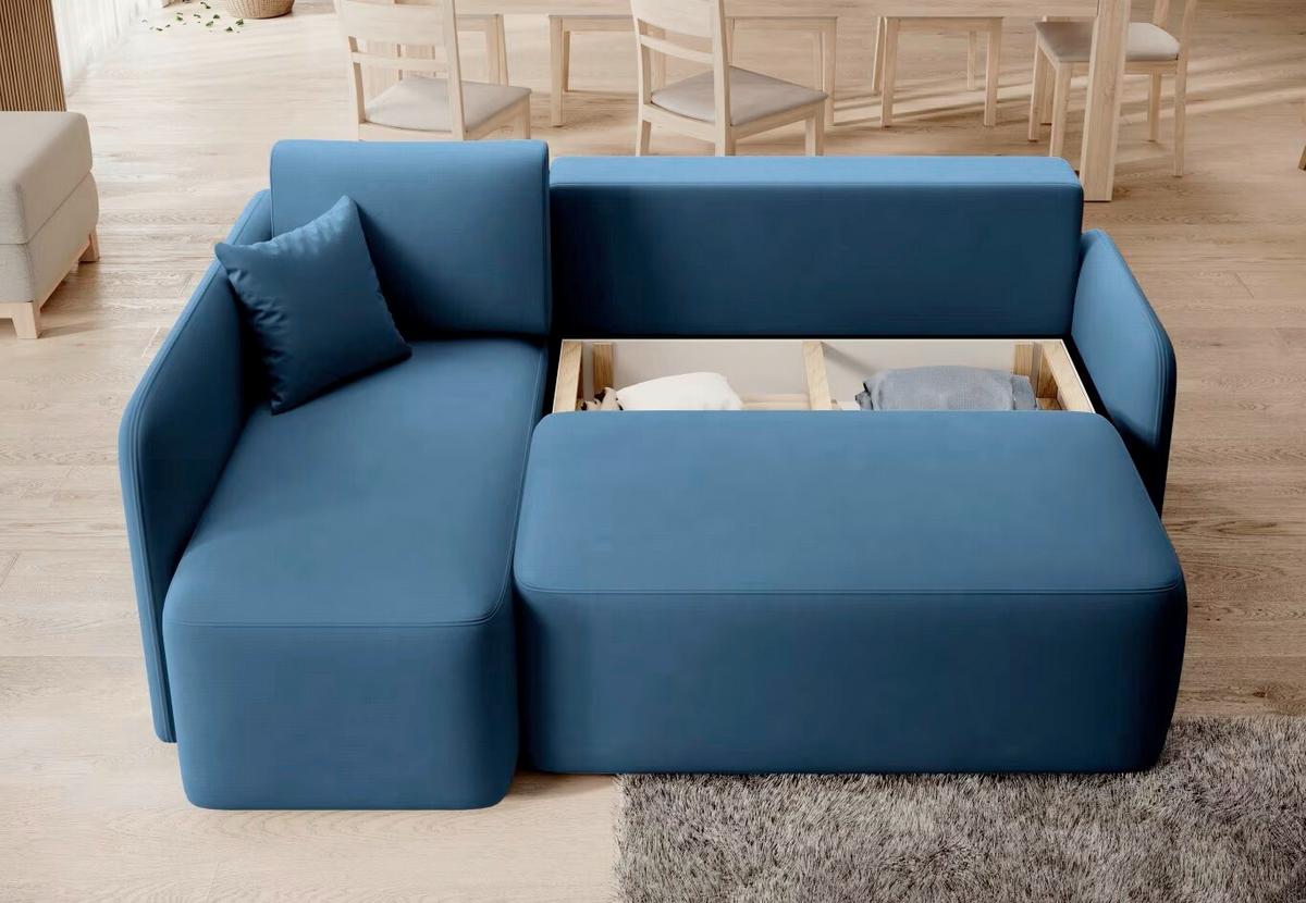 Ecksofa Hadson Blau S: 150x206 cm - Blau/Schwarz, Design, Textil (150/206cm) - MID.YOU