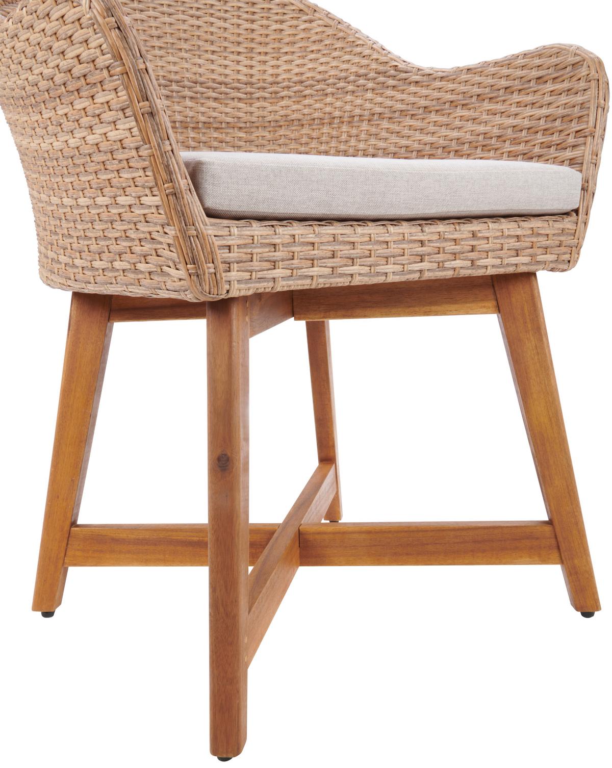 Gartensessel Melanie Aus Kunststoffgeflecht mit Polster - Hellbraun, MODERN, Holz/Kunststoff (62/86/64cm) - Beldano