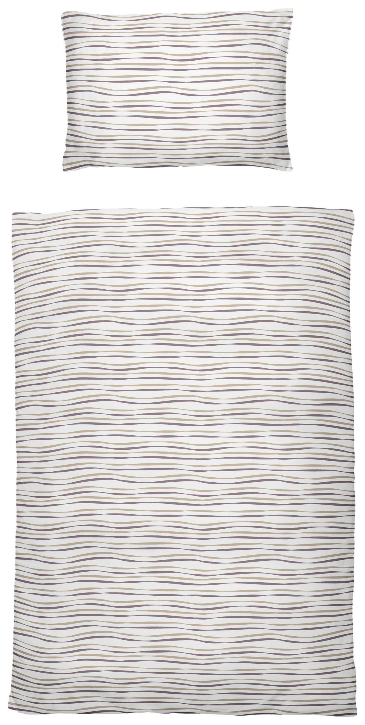 Bettwäsche 140x200 Cm Lenka Mikrofaser Blau/beige - Blau/Beige, KONVENTIONELL, Textil - Ondega