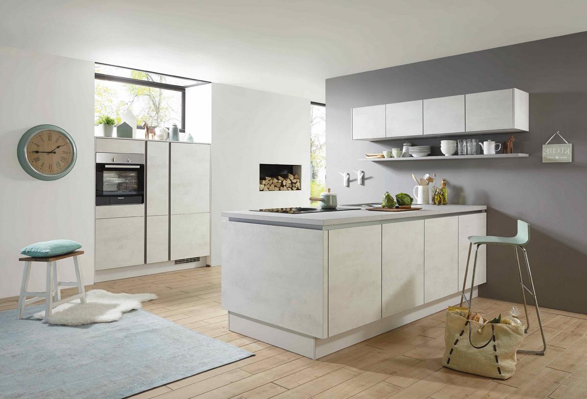 Einbauküche Weißbeton Nb. Planbar In Weißbeton Nb. - Weiß, MODERN, Holzwerkstoff - Vertico