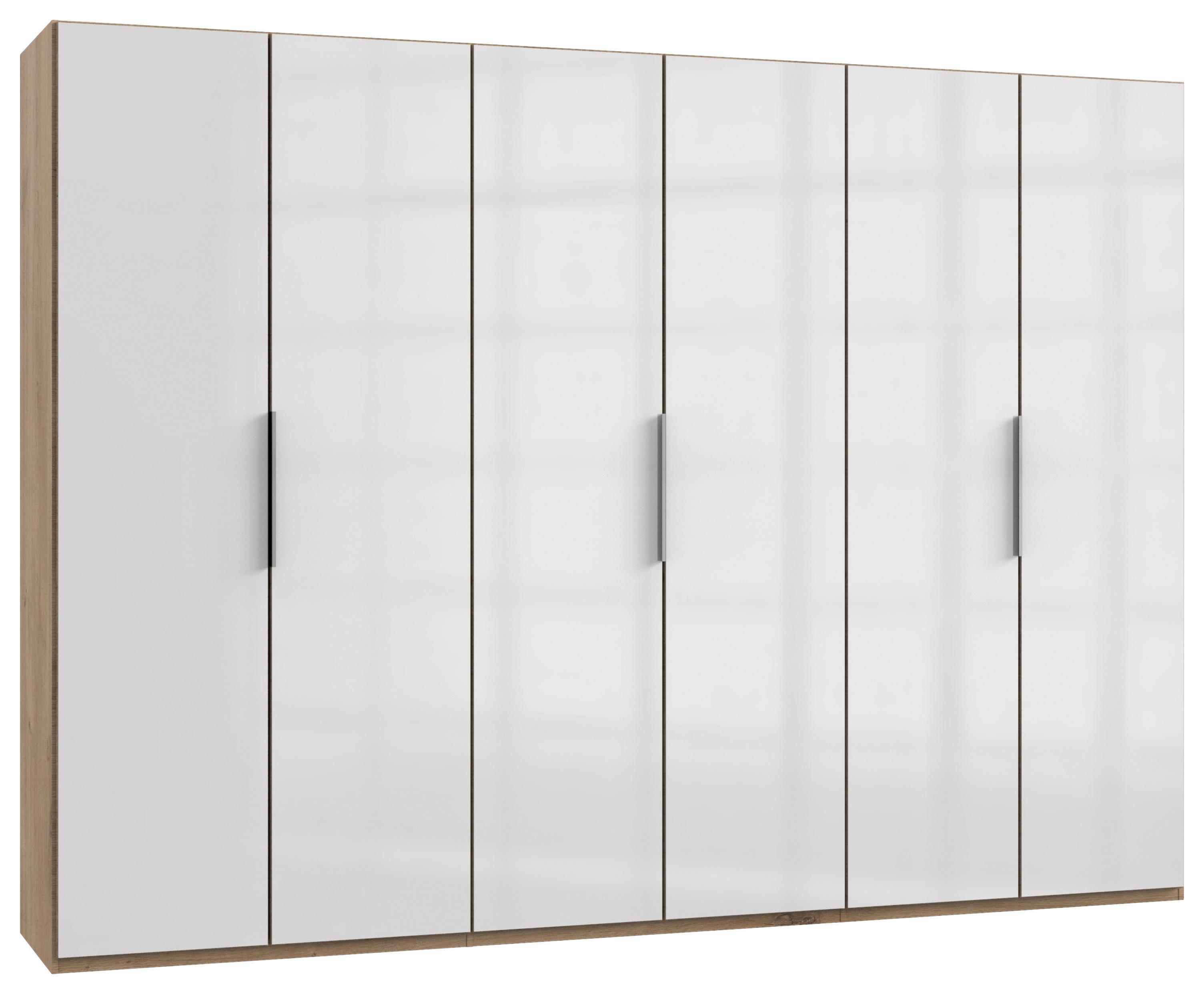Šatníková skriňa LEVEL 36 D - biela s vysokým leskom/farba duba, Modern, kompozitné drevo (300/216/58cm) - MID.YOU