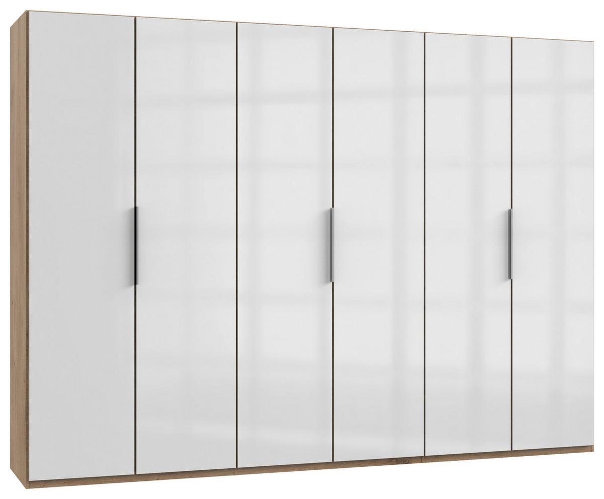 Šatníková skriňa LEVEL 36 D - biela s vysokým leskom/farba duba, Modern, kompozitné drevo (300/216/58cm) - MID.YOU
