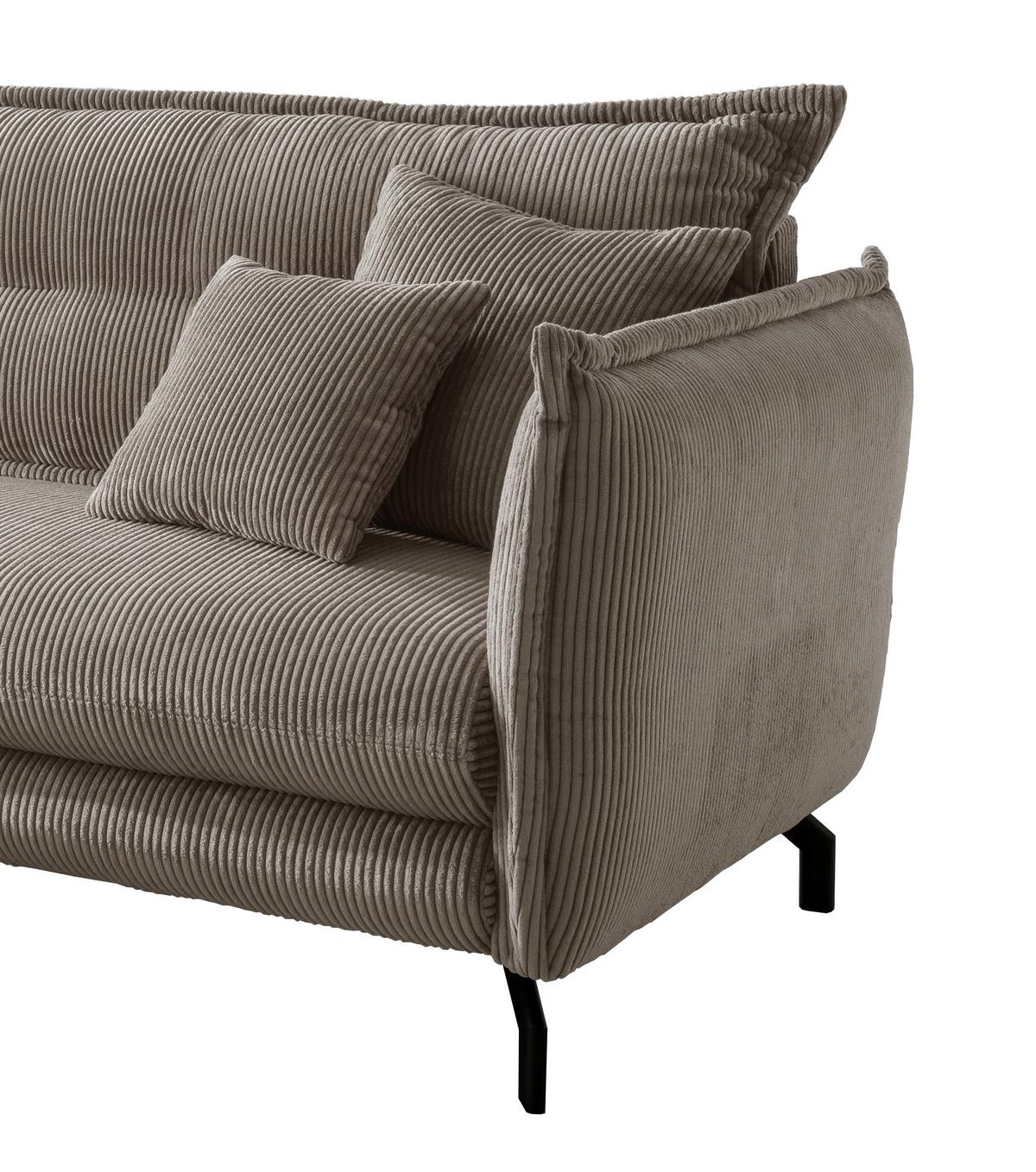 Ecksofa Lava Graubraun S: 180/255 cm - Graubraun/Schwarz, MODERN, Textil (180/255cm) - Livetastic
