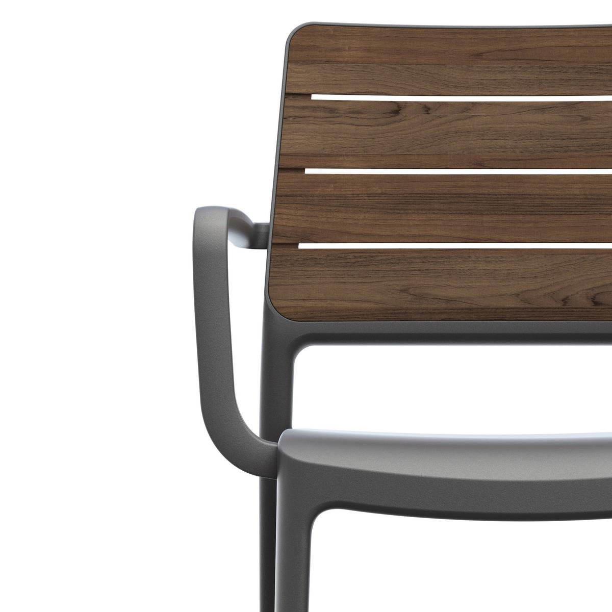 Gartenstuhl Porto Armlehnstuhl - Walnussfarben/Graphitfarben, Basics, Kunststoff (53,4/81,7/56,3cm)