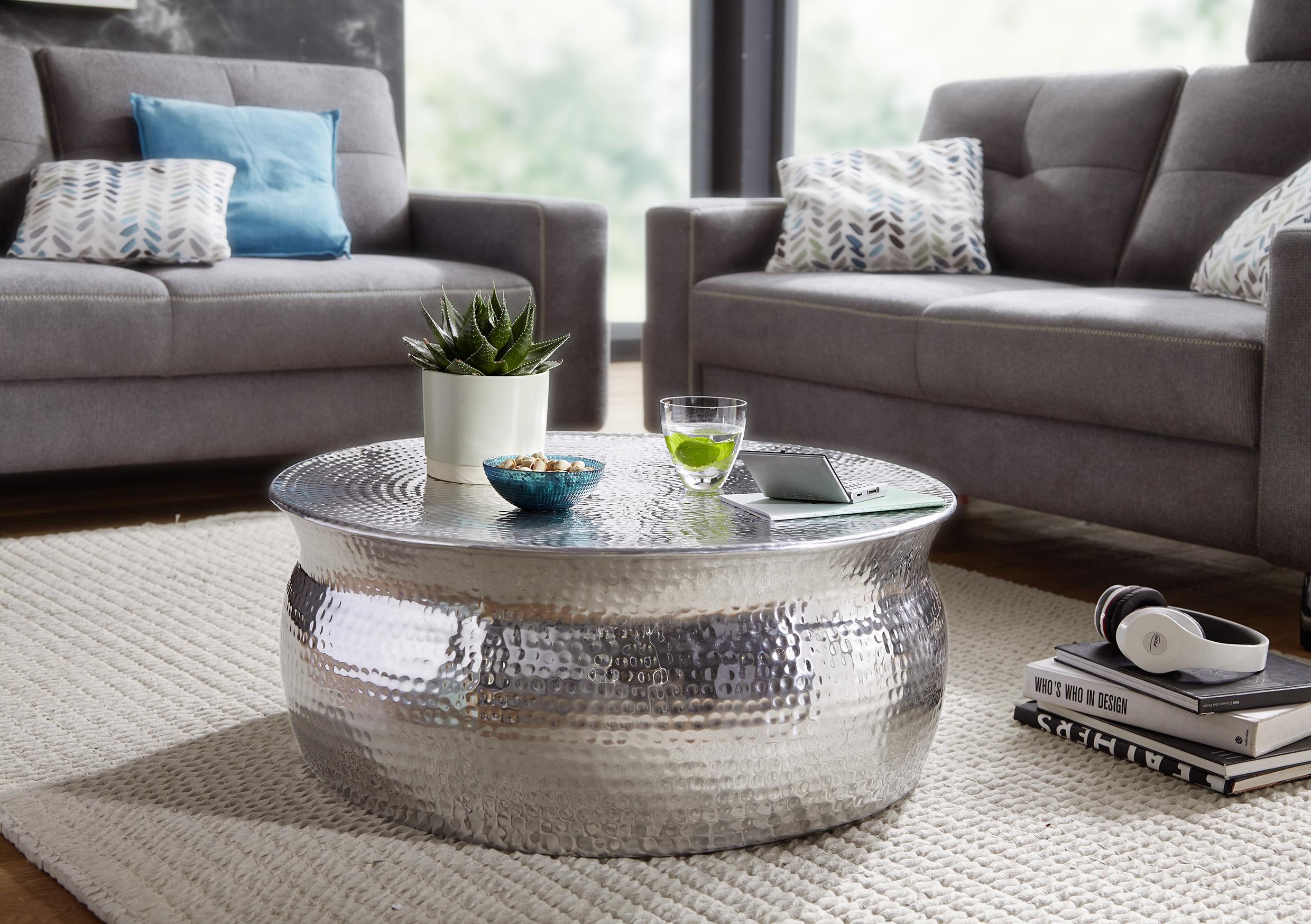 Runder Couchtisch Metall Mit Ablage Karam, Silberfarben - Silberfarben, LIFESTYLE, Metall (75/75/31cm) - MID.YOU