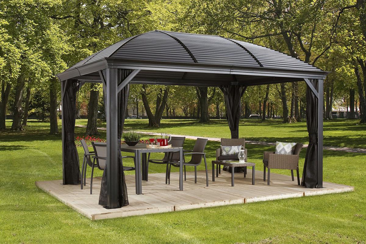 Pavillon Moreno 10x14 423x298 Cm Wetterfest Gartenpavillon - Anthrazit, Basics, Metall (423/283/298cm)