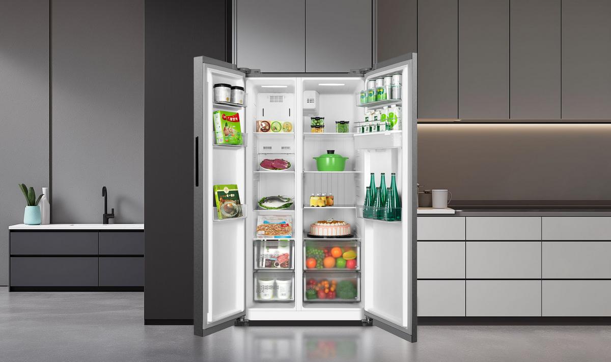 Multi-Door Mdrm632fgd46w - Dunkelgrau/Weiß, Basics, Glas/Kunststoff (83.3/177.5/65.3cm) - Midea