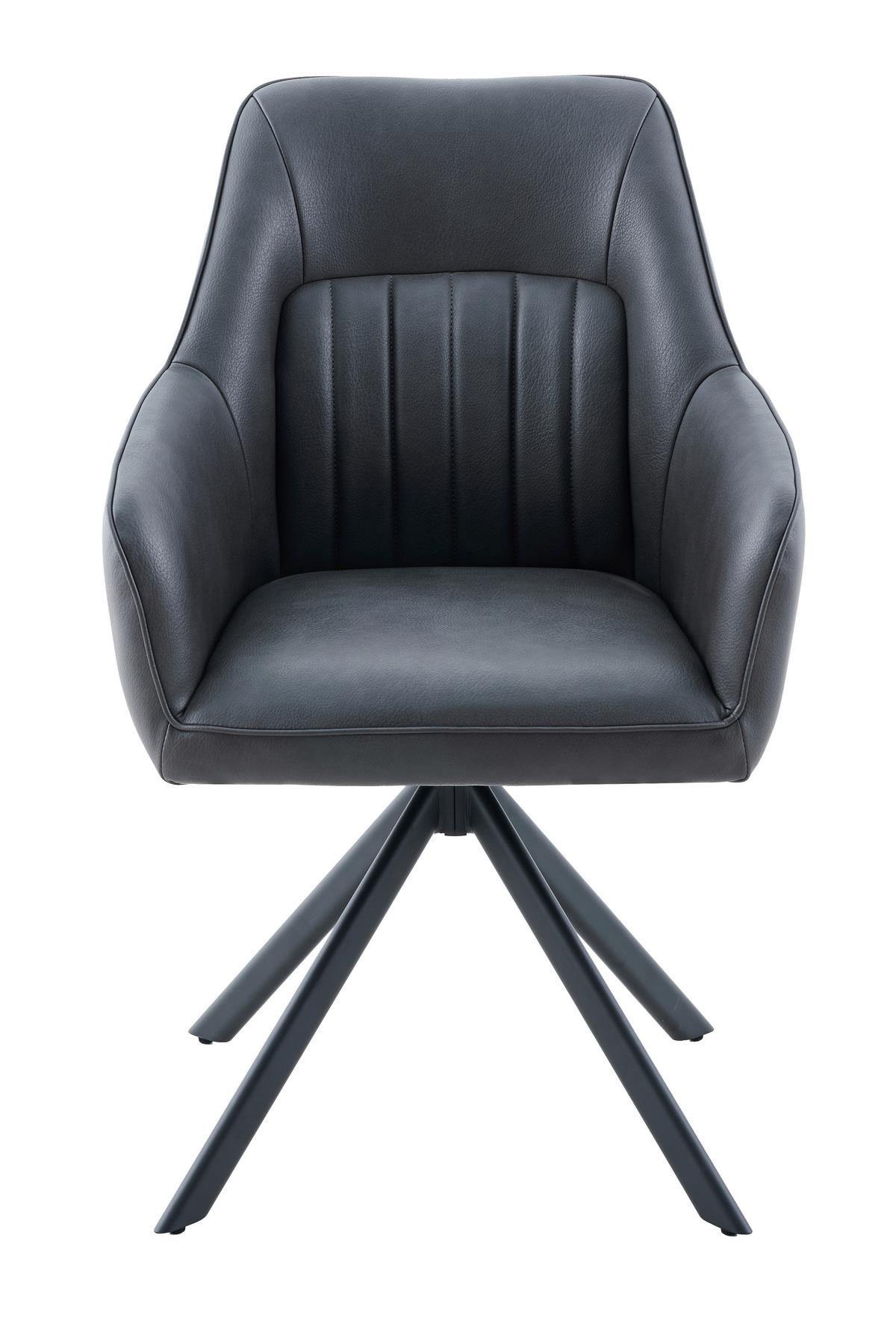 Armlehnstuhl-Set Polina S 2er-Set - Anthrazit/Schwarz, MODERN, Textil/Metall (62/92/67cm) - MID.YOU