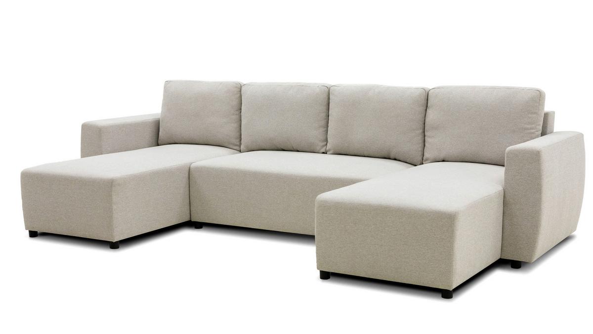 Wohnlandschaft Pharell Mit Schlaffunktion Beige - Beige/Schwarz, Basics, Textil (155/297/155cm) - Livetastic