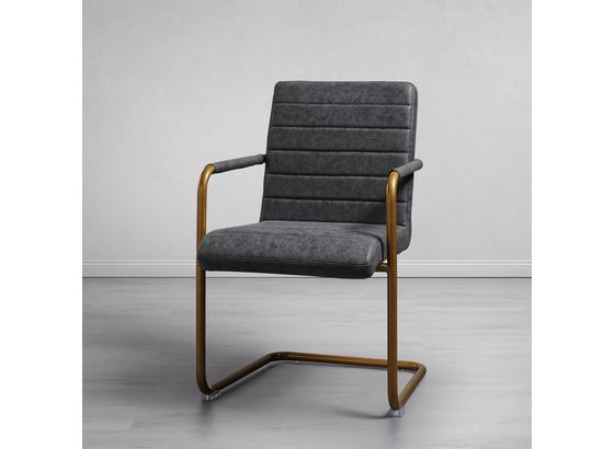 Jídelní Židle Juna - tmavě šedá/barvy zlata, Moderní, kov/textil (55/85/66cm) - Modern Living Jídelní Židle Juna - tmavě šedá/barvy zlata, Moderní, kov/textil (55/85/66cm) - Modern Living