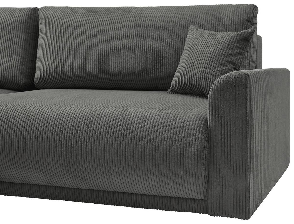 Rohová sedačka KIM L146, obojstr., tmavosivý menčester - tmavosivá, Modern, drevo (233/146cm)