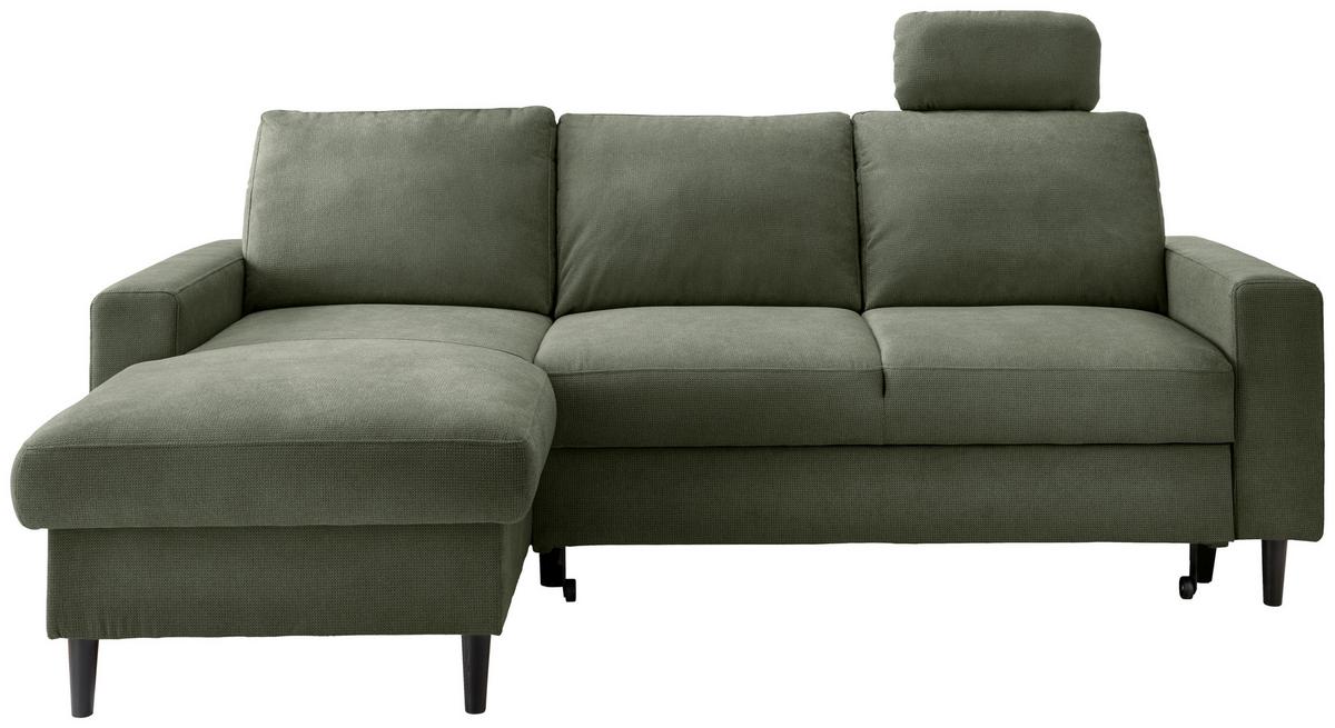 Eckschlafsofa Passione Dunkelgrün S: 147x234 cm - Dunkelgrün/Schwarz, MODERN, Textil (147/234cm) - Livetastic