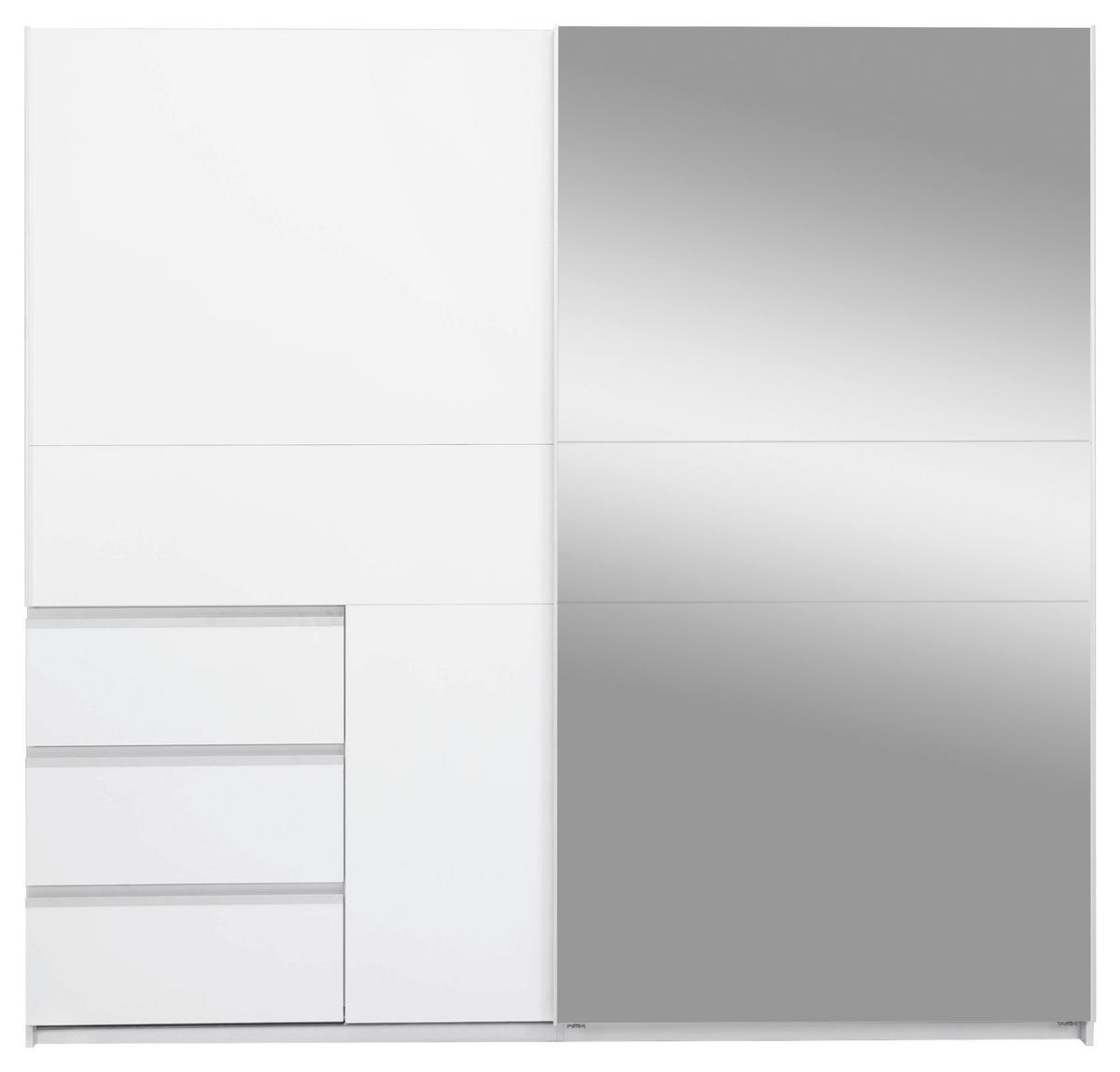 SCHIEBETÜRENSCHRANK Wilma Weiß B: 215cm - Weiß, MODERN, Holzwerkstoff (215/210/61,5cm) - P & B