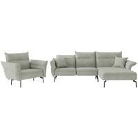 Sitzgarnitur Jakarta - Edelstahlfarben/Hellgrau, Design, Textil (265/185cm) - Livetastic