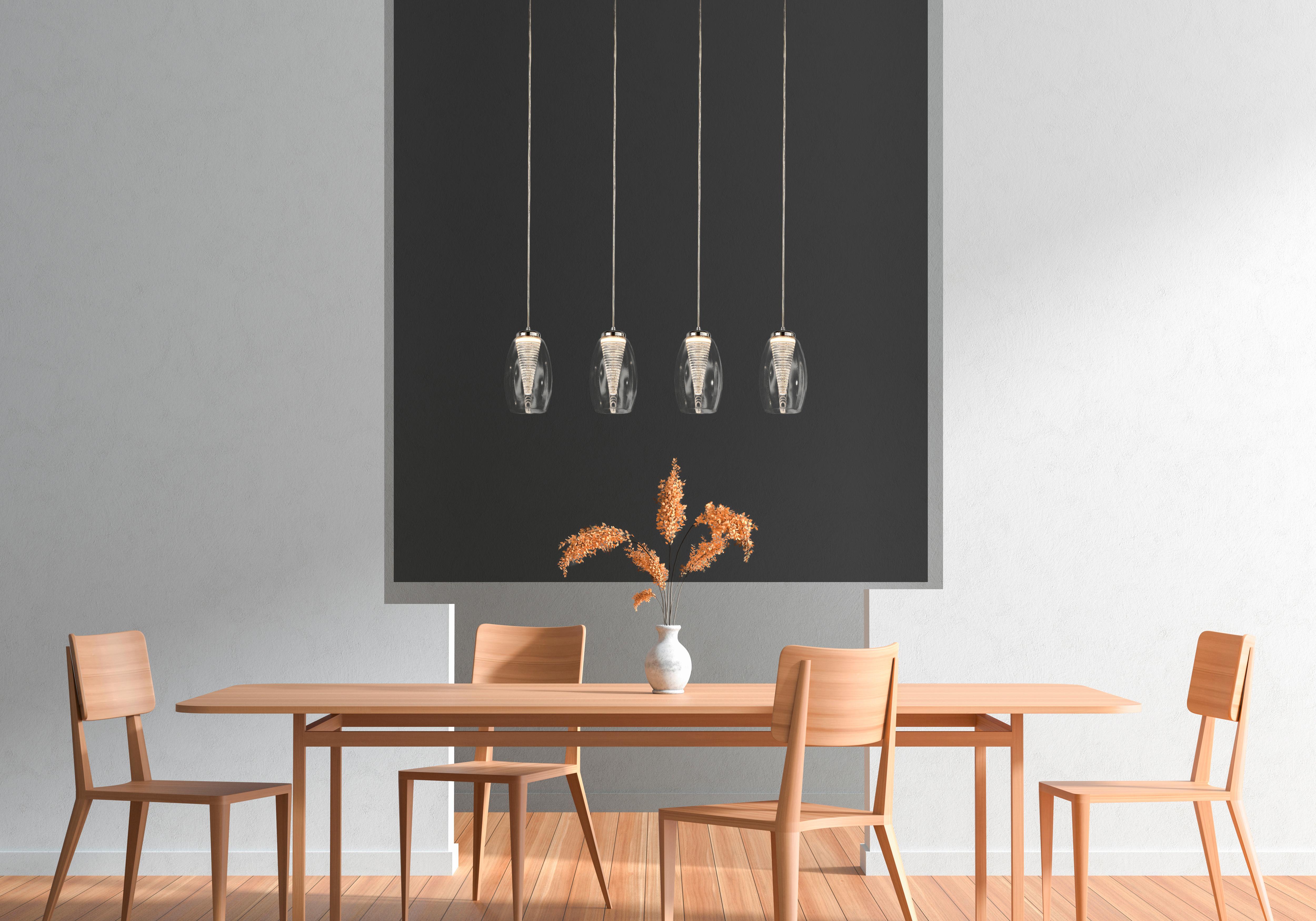 LED-Hängeleuchte Cyclone 97292-4cl - Chromfarben, Design, Glas/Kunststoff (76/12/150cm)