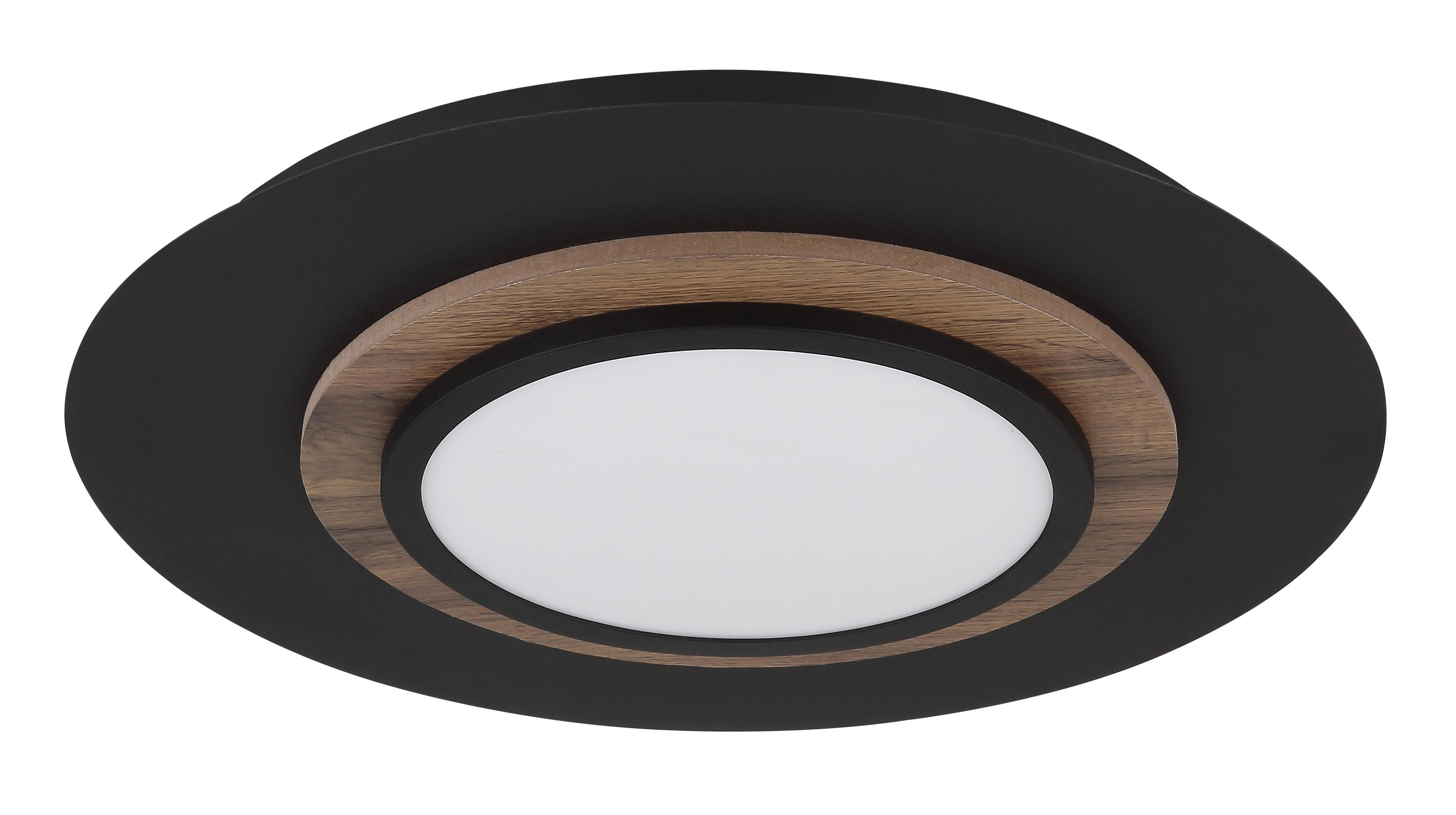 LED-Deckenleuchte Kory Schwarz Weiß Dunkelbraun - Dunkelbraun/Schwarz, Natur, Holzwerkstoff/Kunststoff (48/5,6cm) - Globo