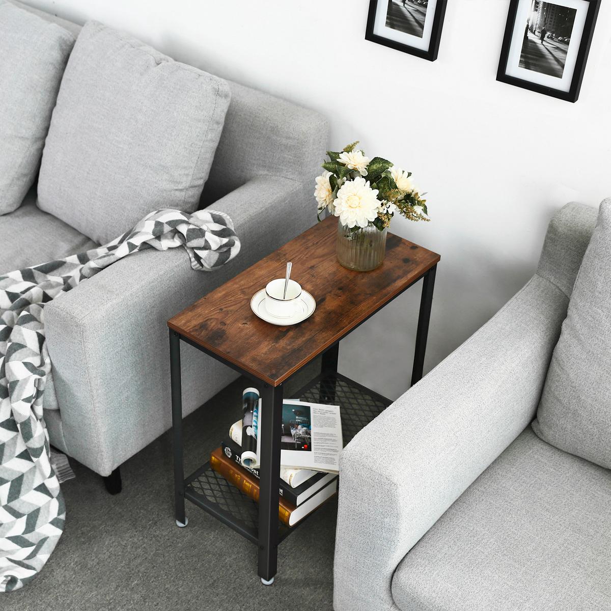 ODKLÁDACÍ STOLEK LET31BX - černá/hnědá, Trend, kov/kompozitní dřevo (60/60/30cm) - Boxxx