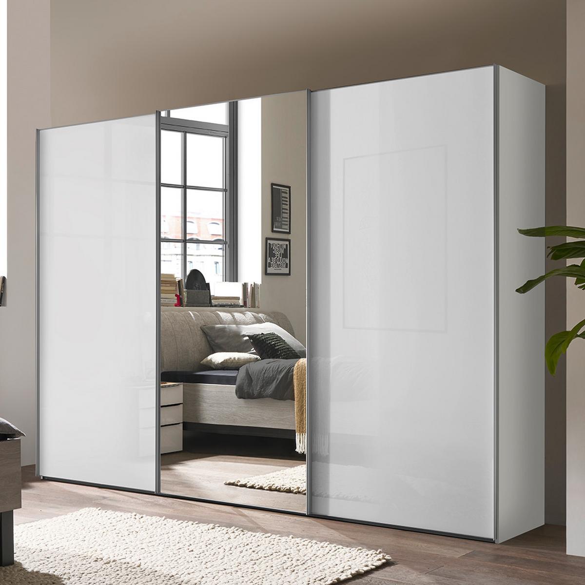 Šatní skříň LUMOS - bílá/barvy hliníku, Konvenční, kov/kompozitní dřevo (249/222/68cm)