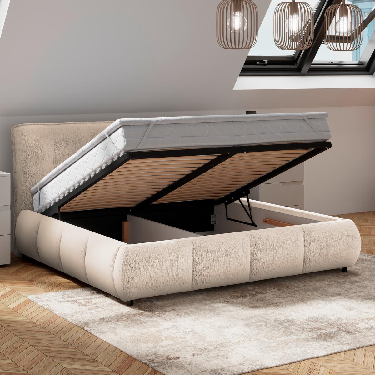 Polsterbett Limo Beige 160x200 cm - Beige/Schwarz, KONVENTIONELL, Holz/Holzwerkstoff (160/200cm) - James Wood