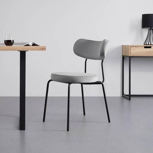 Sametová židle Lea - šedá - šedá/černá, Moderní, kov/dřevo (51/82/63cm) - Bessagi Home