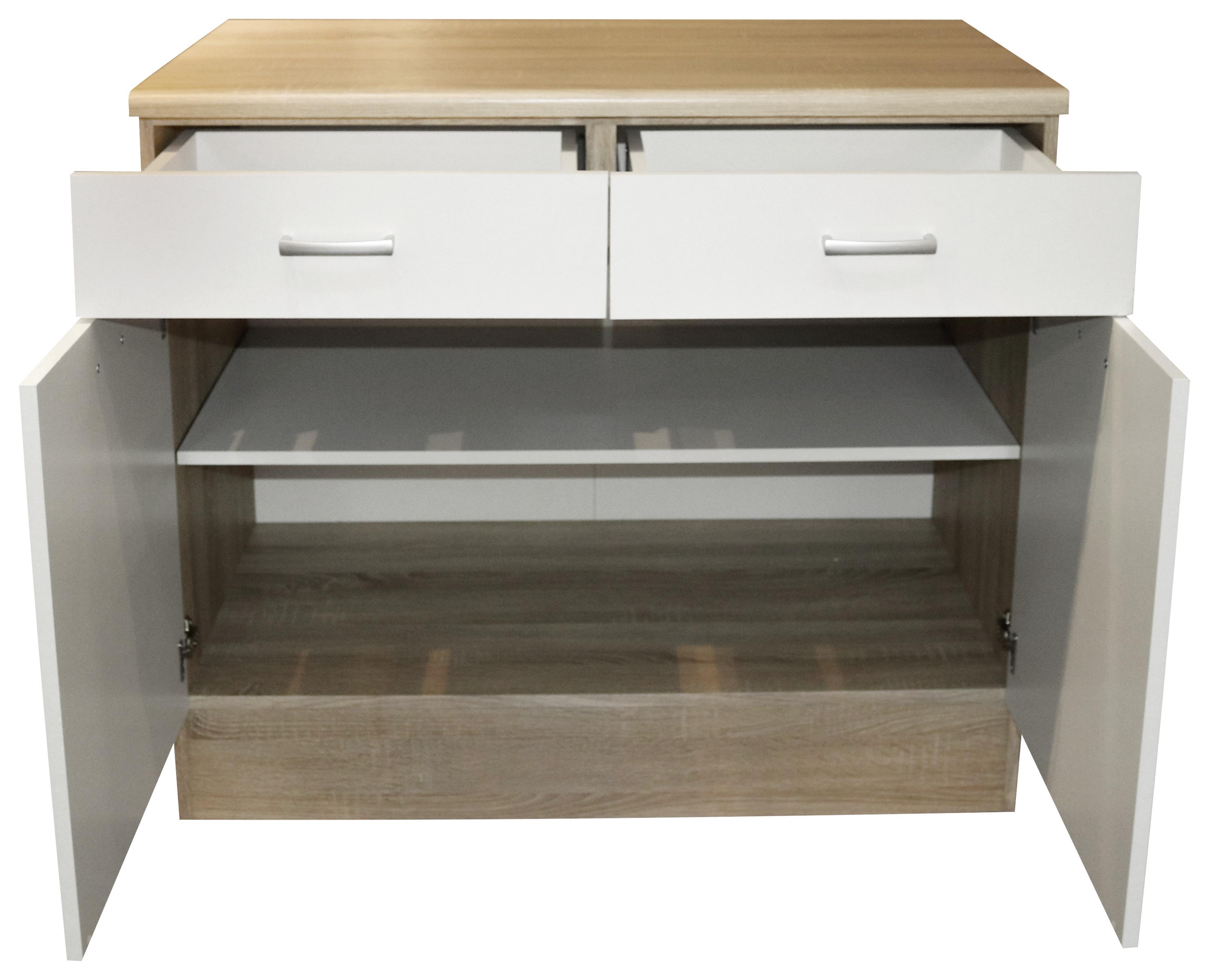Küchenunterschrank Andy 100 Cm Weiß/eiche Dekor M. Laden - Weiß/Sonoma Eiche, Basics, Holzwerkstoff (100/90/60cm) - MID.YOU
