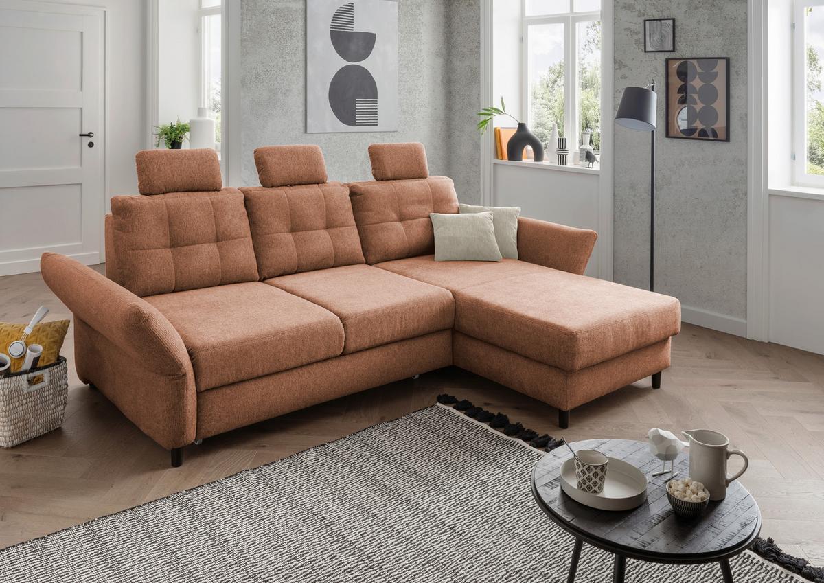Ecksofa Brizzini Koralle S: 250-280x176 cm - Koralle/Beige, MODERN, Textil (250-280/176cm) - Livetastic