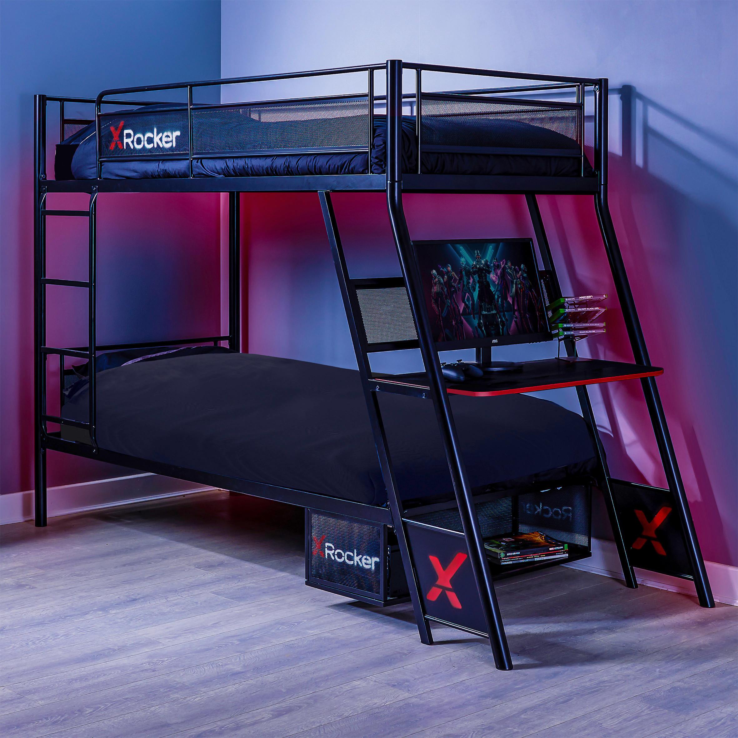 Etagenbett Armada Dual 90x190 cm Schwarz - Schwarz, MODERN, Holzwerkstoff/Metall (90/190cm) - X Rocker