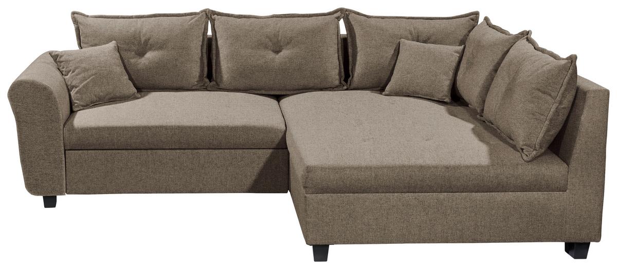 Ecksofa Liz Braun S: 252x175 cm - Schwarz/Braun, MODERN, Textil (252/175cm) - Livetastic