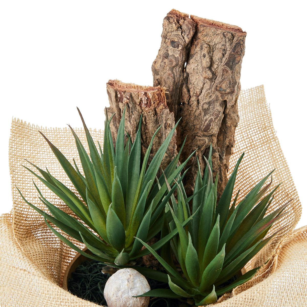 Kunstpflanze Sukkulente Grün/ Naturfarben L: 30 cm, Sunniva - Naturfarben/Grün, MODERN, Karton/Naturmaterialien (13/30cm) - Luca Bessoni