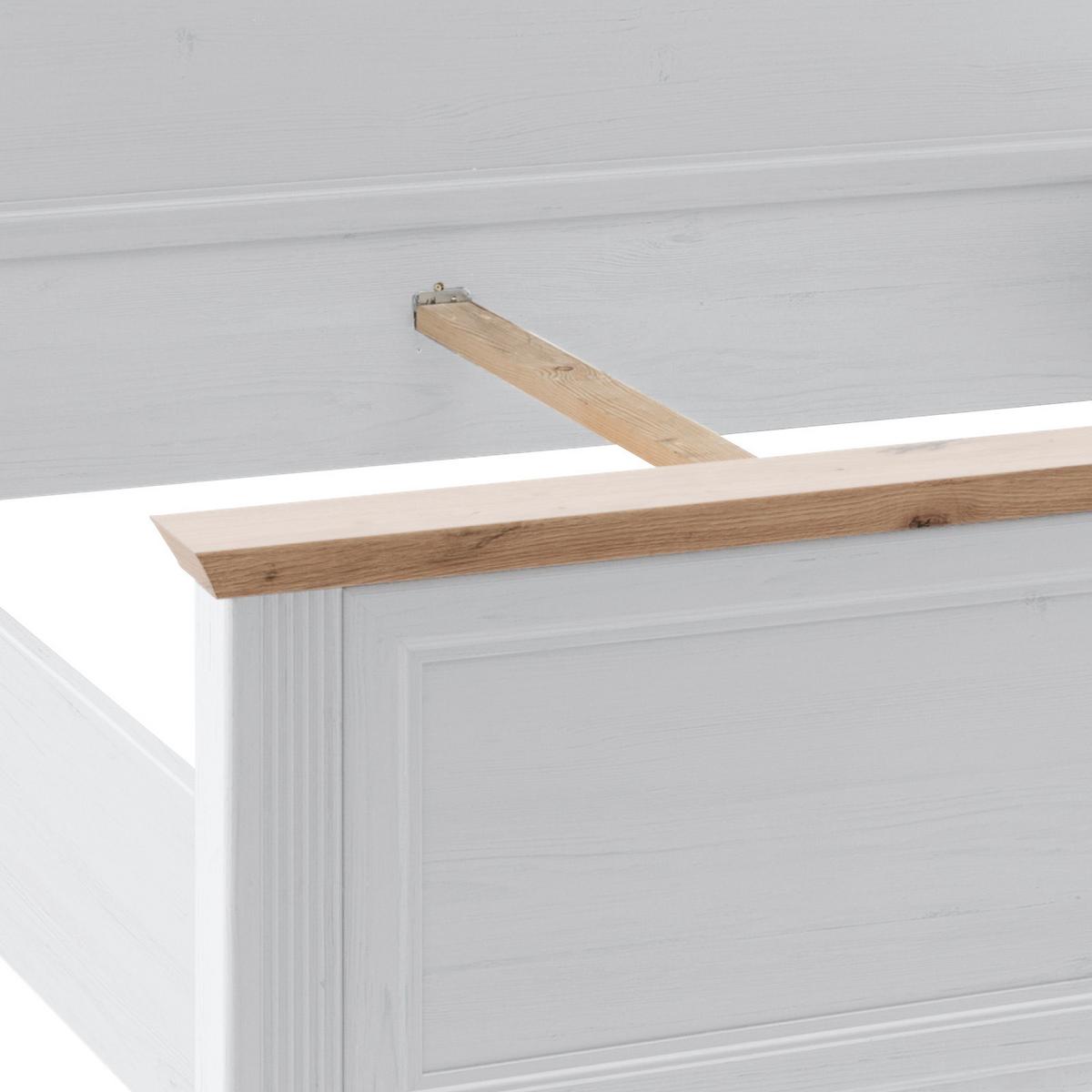 Doppelbett Landhaus-stil 180x200 Jasmin Ii Weiß/eiche - Schwarz/Weiß, LIFESTYLE, Holzwerkstoff (180/200cm)
